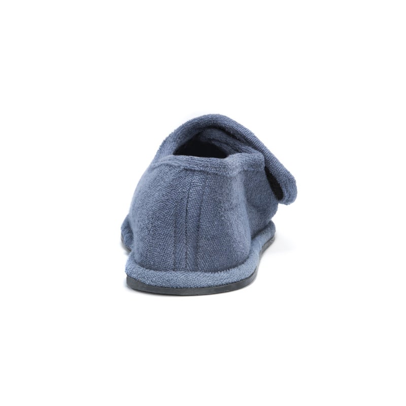 MUK LUKS Mens Terry Adjustable Open Toe Full Foot Moccasin, Navy, Large US - Image 4